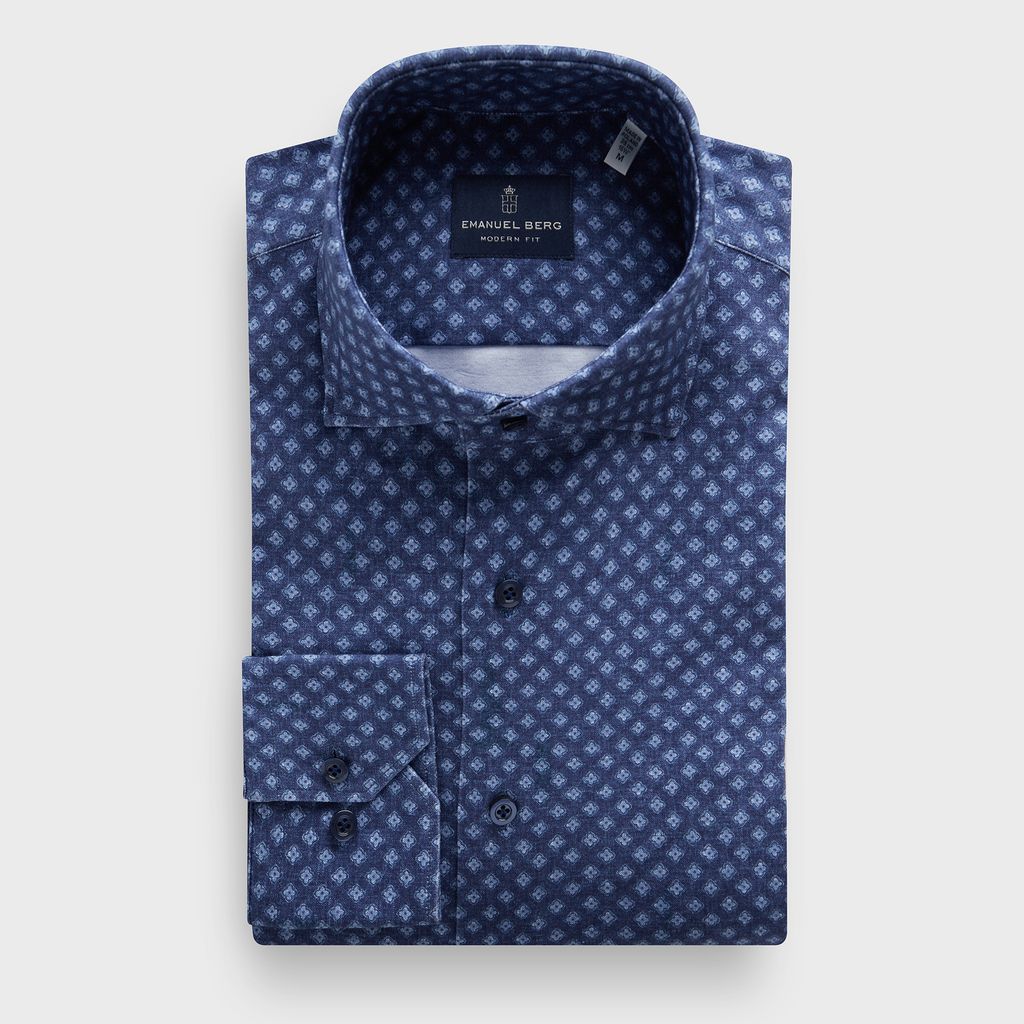 Modern 4Flex Stretch Knit Shirt in MF NAVY — Emanuel Berg