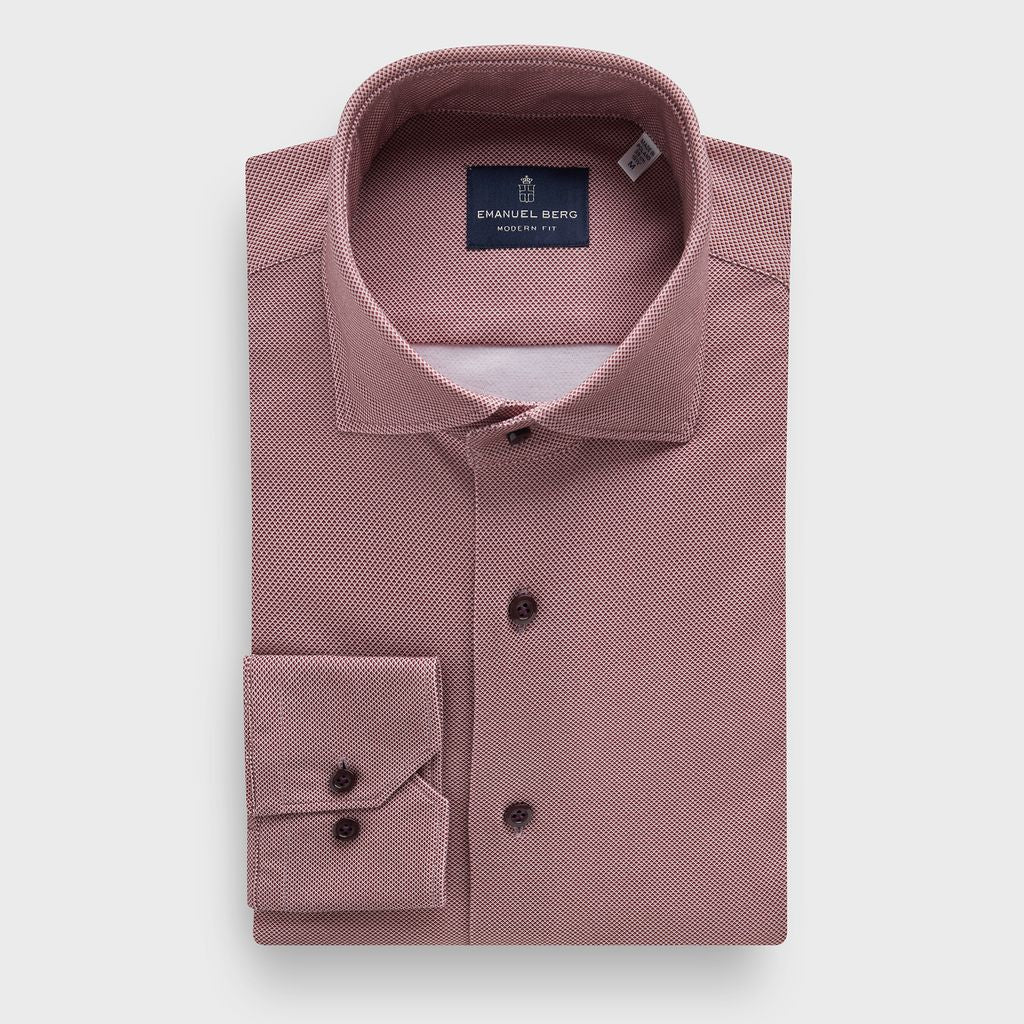 Modern 4Flex Stretch Knit Shirt in MF DARK RED — Emanuel Berg