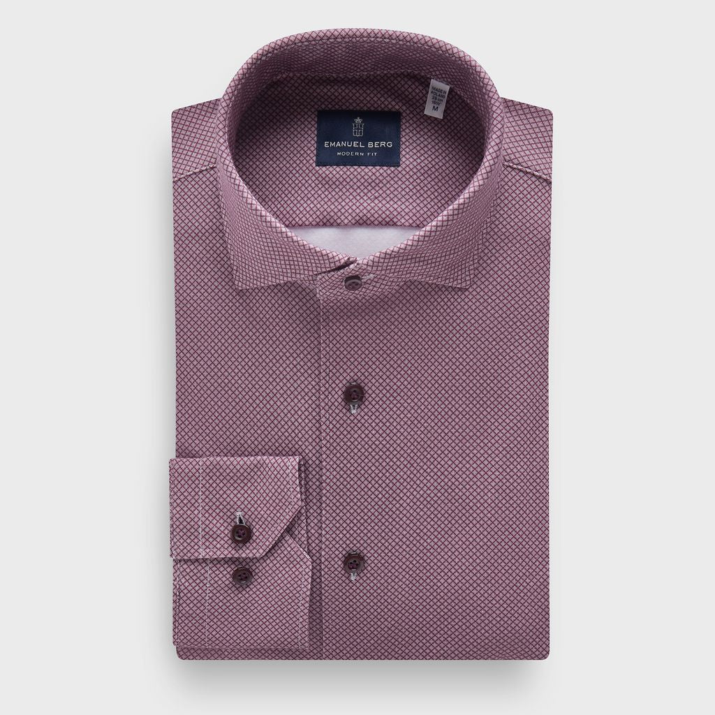 Modern 4Flex Stretch Knit Shirt in MF DARK RED — Emanuel Berg