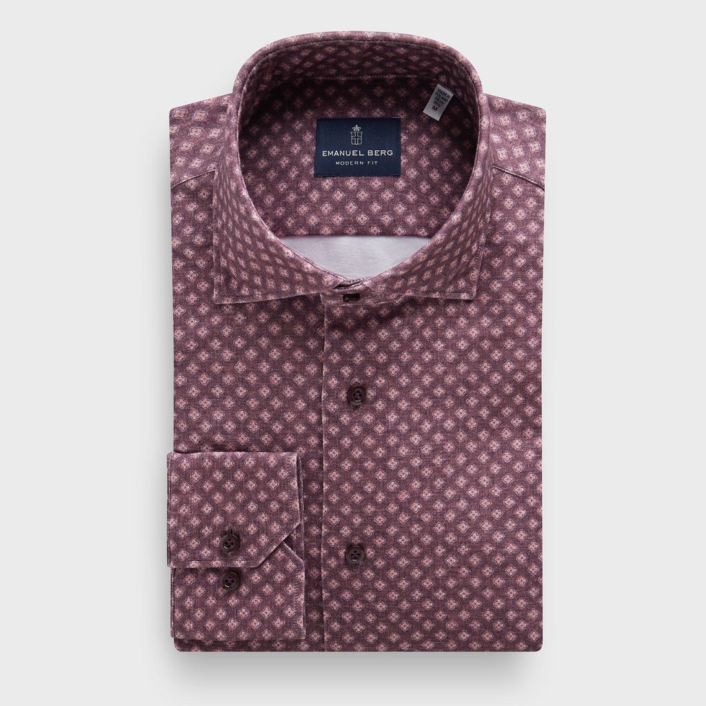 Modern 4Flex Stretch Knit Shirt in MF DARK RED — Emanuel Berg