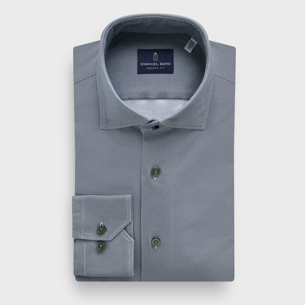 Modern 4Flex Stretch Knit Shirt in MF DARK GREEN — Emanuel Berg