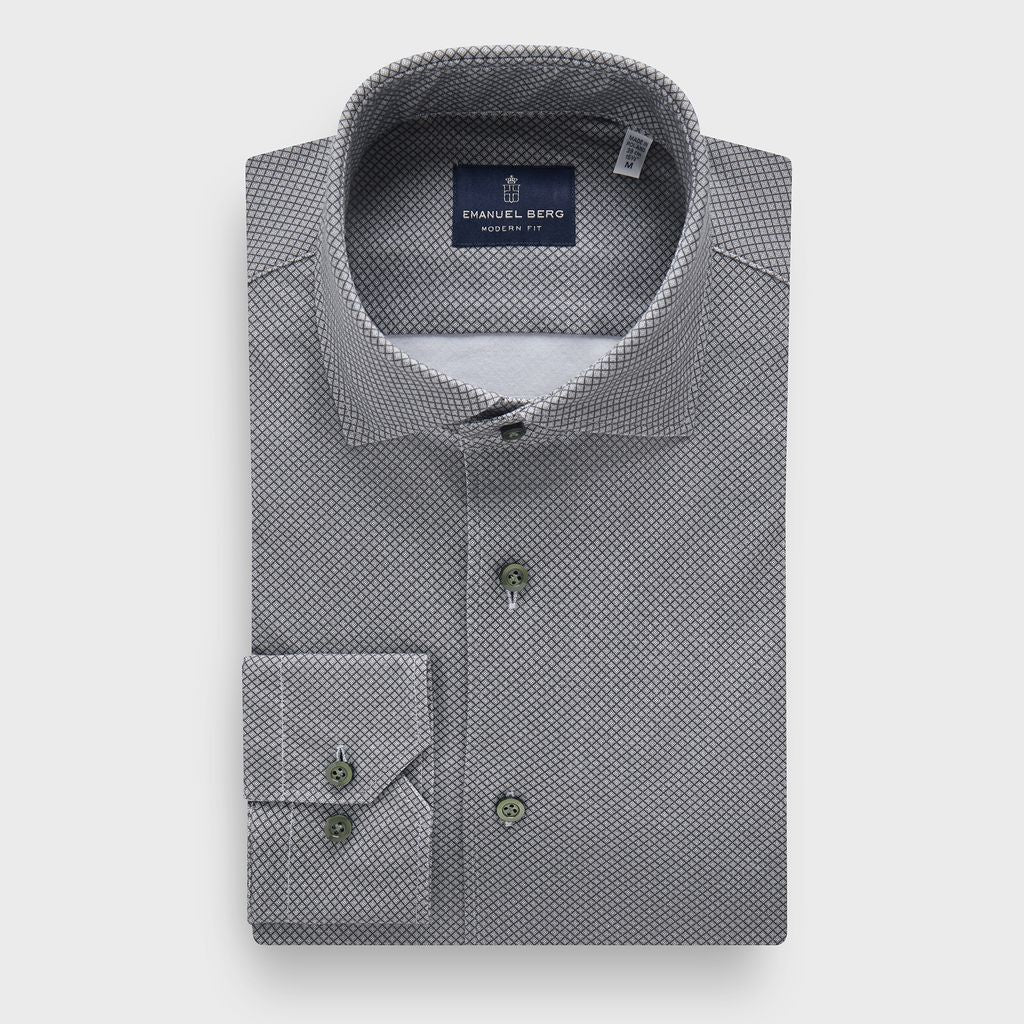 Modern 4Flex Stretch Knit Shirt in MF DARK GREEN — Emanuel Berg