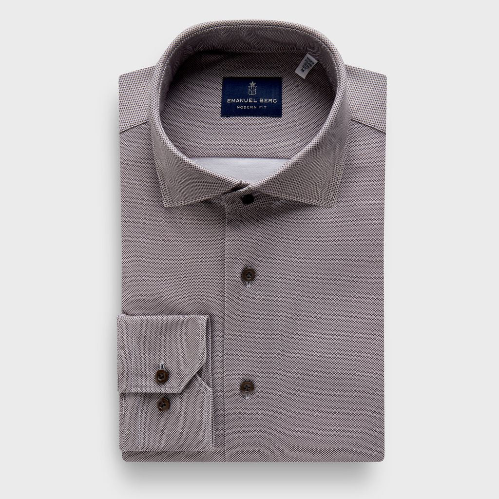 Modern 4Flex Stretch Knit Shirt in MF DARK BROWN — Emanuel Berg