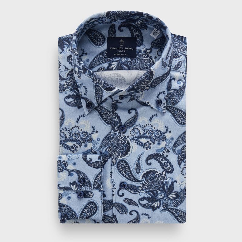 Premium Luxury Yoga Cashmere Touch Shirt in MF MEDUM BLUE — Emanuel Berg