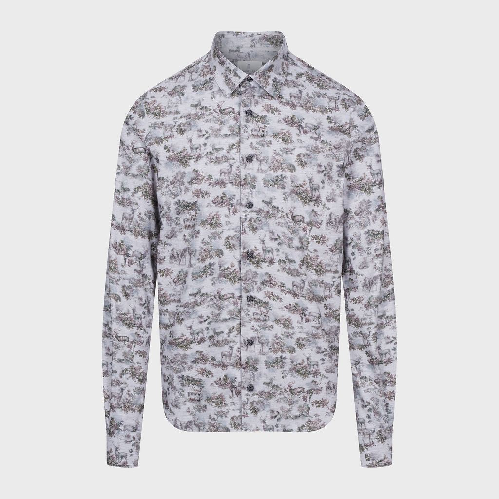 Flannel Twill Print Sport Casual Shirt in MF BRIGHT GREEN — Emanuel Berg
