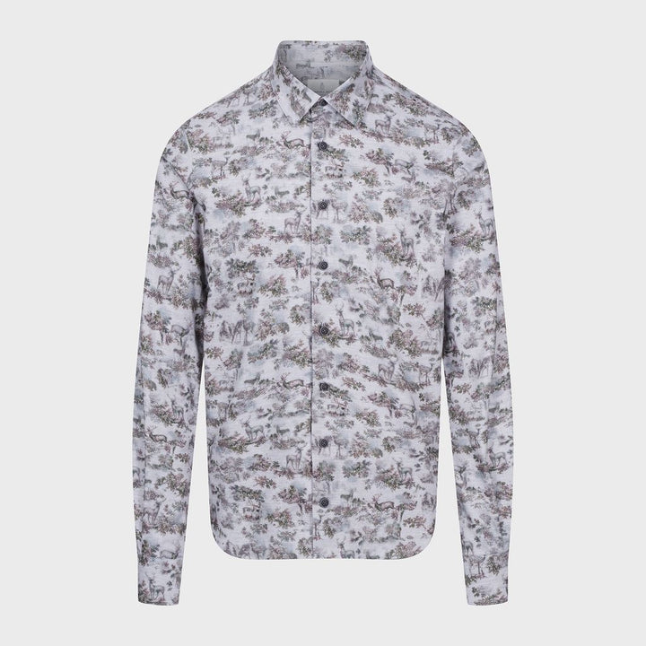 Flannel Twill Print Sport Casual Shirt in Bright Green — Emanuel Berg