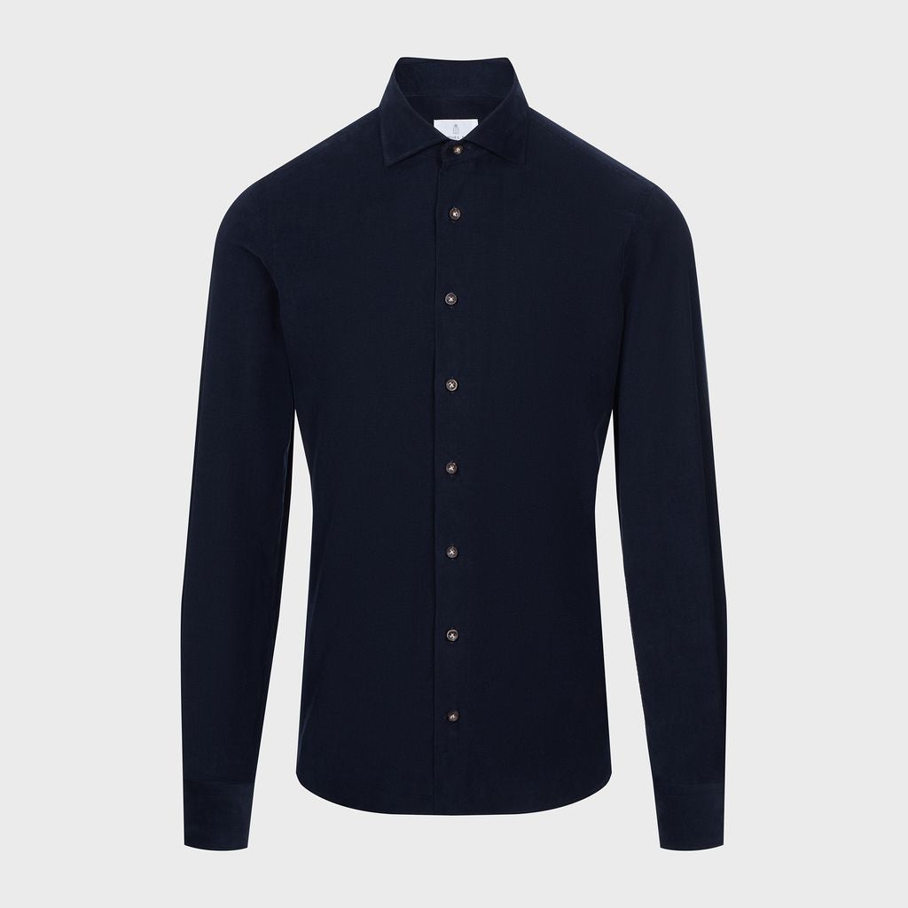 Corduroy Casual Shirt — Dark Navy in Dark Navy — Emanuel Berg