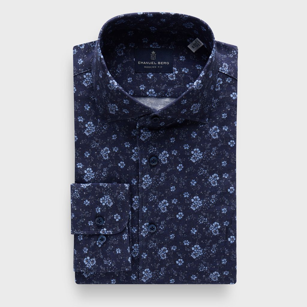 Premium Quality Full Button Jersey Knit Shirt in MF NAVY — Emanuel Berg