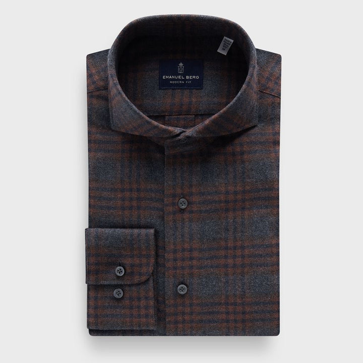 Cotton Luxe Flannel Twill Casual Sartorial Shirt in Grey — Emanuel Berg