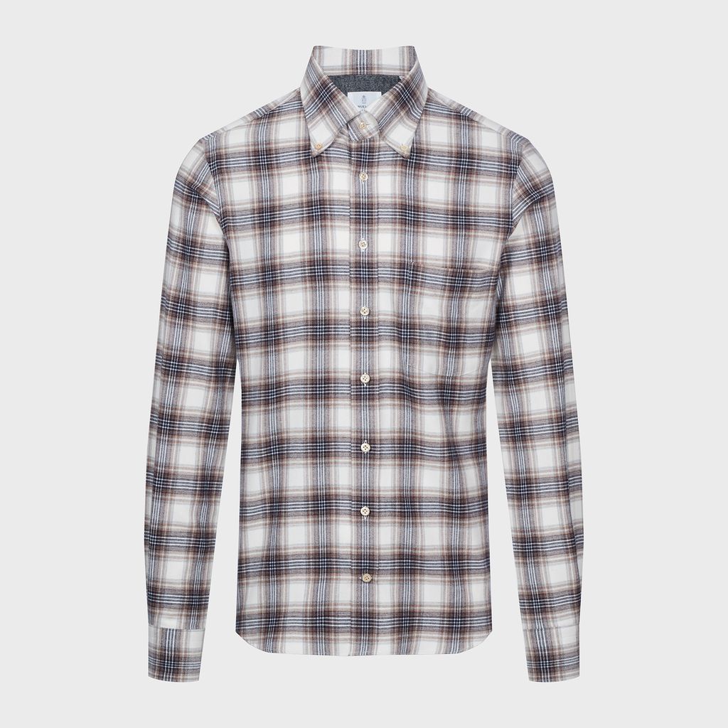 Checked Flannel Twill Sport Casual Shirt in MF GREY — Emanuel Berg