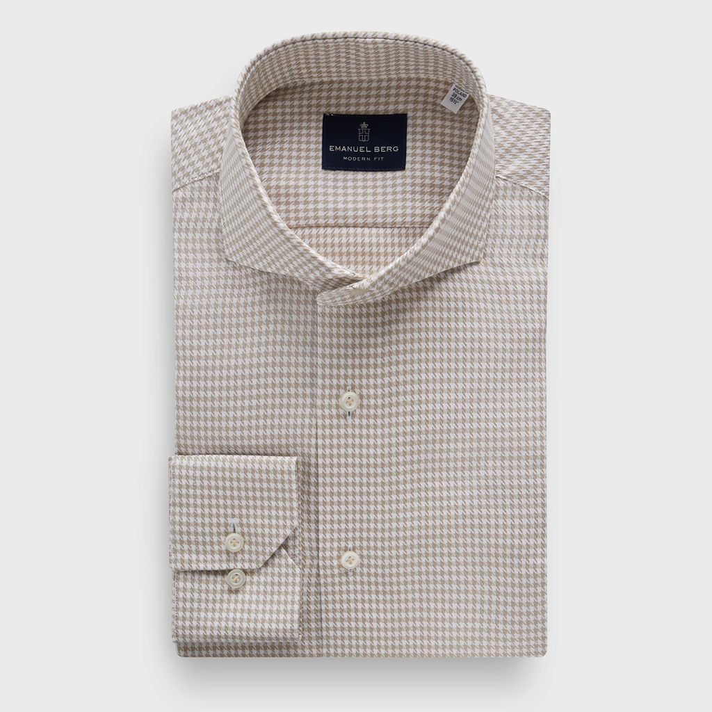 Printed Dobby Sport Luxury Dress Shirt in MF LIGHT PASTEL BROWN — Emanuel Berg