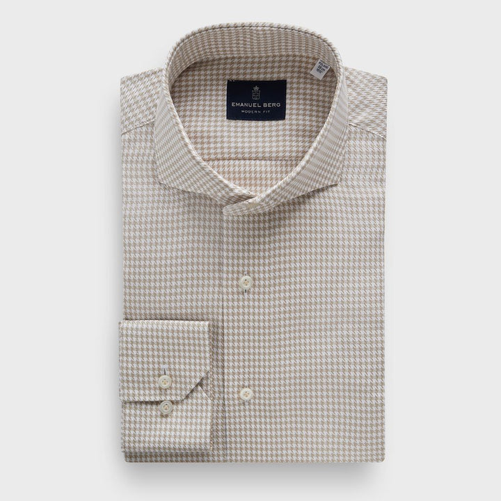 Printed Dobby Sport Luxury Dress Shirt in Light Pastel Brown — Emanuel Berg