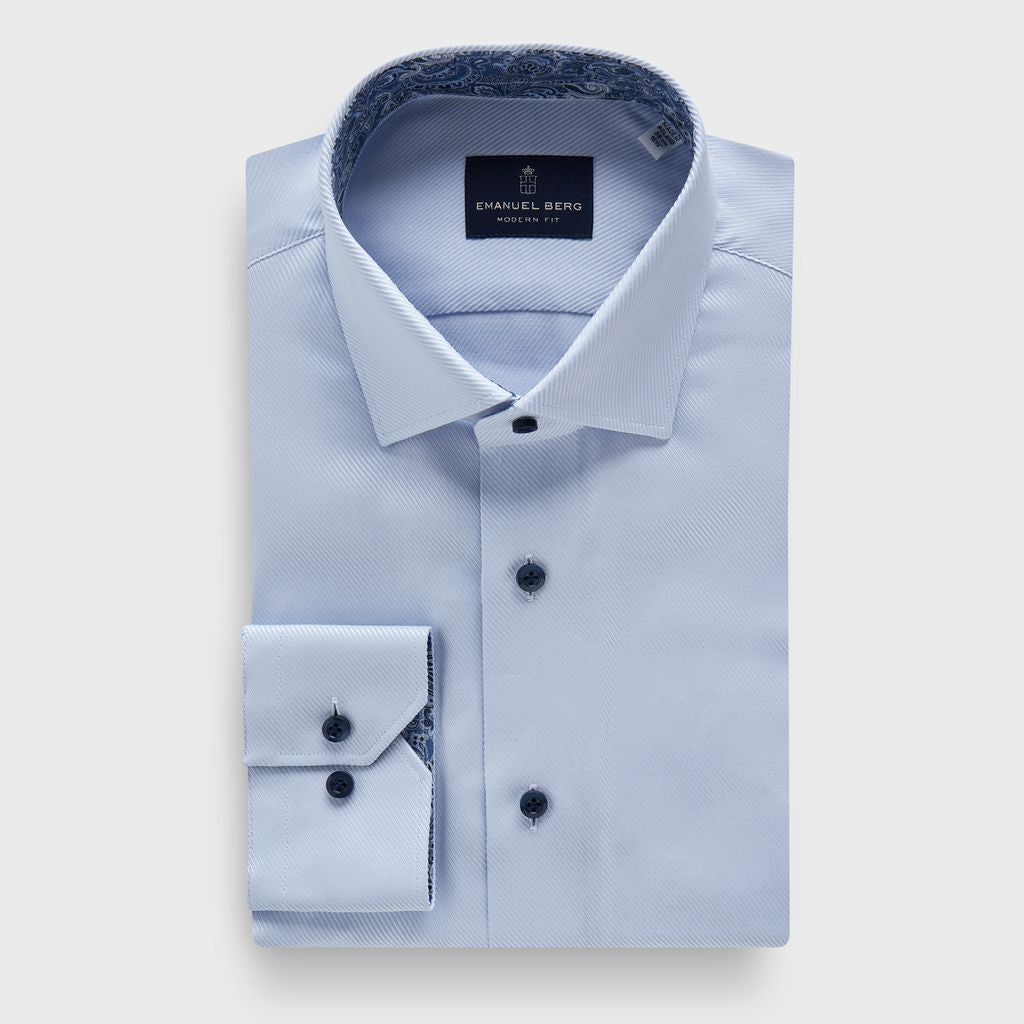 Dobby Twill Sport Luxury Dress Shirt in MF LIGHT PASTEL BLUE — Emanuel Berg
