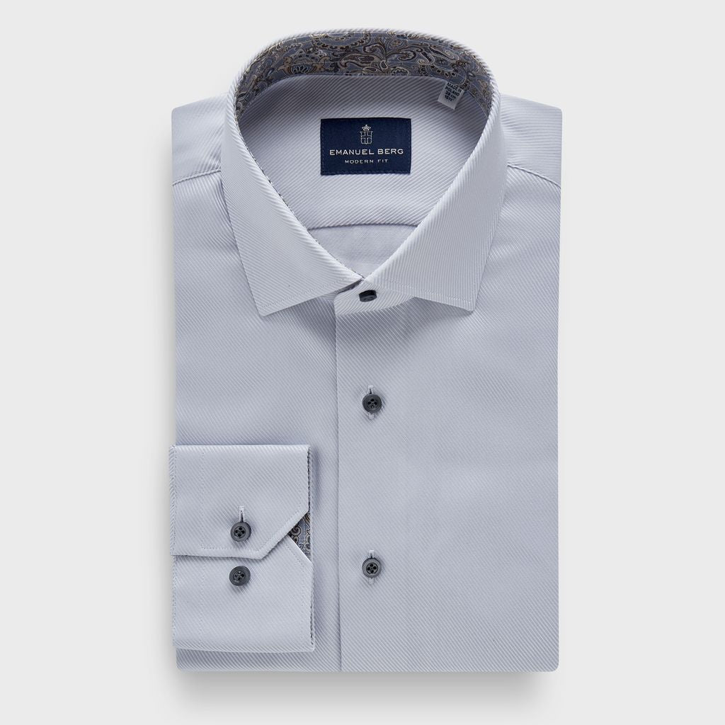 Dobby Twill Sport Luxury Dress Shirt in MF GREY — Emanuel Berg