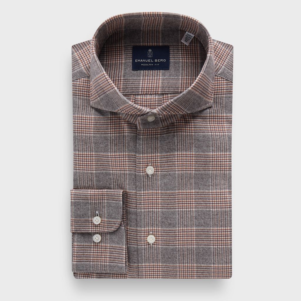 Cotton Luxe Flannel Casual Sartorial Shirt in MF MEDIUM BROWN — Emanuel Berg