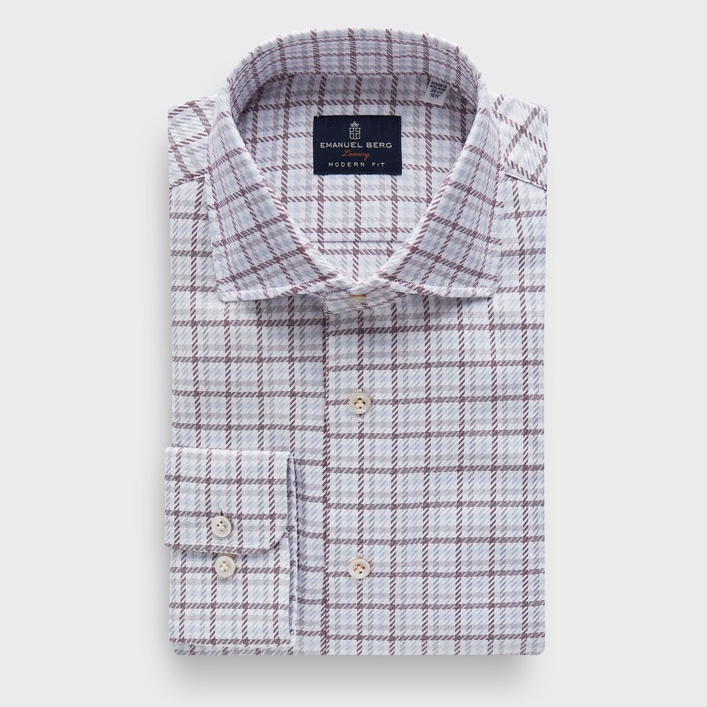 Checked Cotton Dobby Premium Luxury Dress Shirt in MF RED — Emanuel Berg