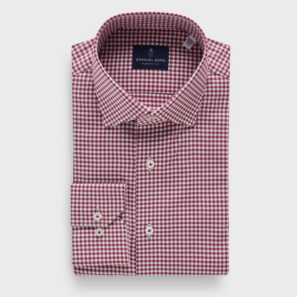 Checked Twill Sport Luxury Dress Shirt in MF MEDIUM RED — Emanuel Berg