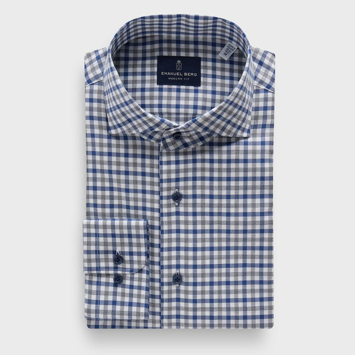 Cotton Flannel Twill Sartorial Shirt — Bright Blue in Bright Blue — Emanuel Berg