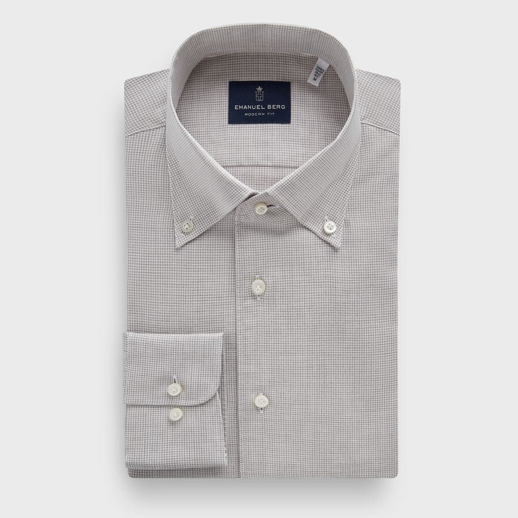 Cotton Luxe Flannel Twill Casual Sartorial Shirt in MF LIGHT BEIGE — Emanuel Berg