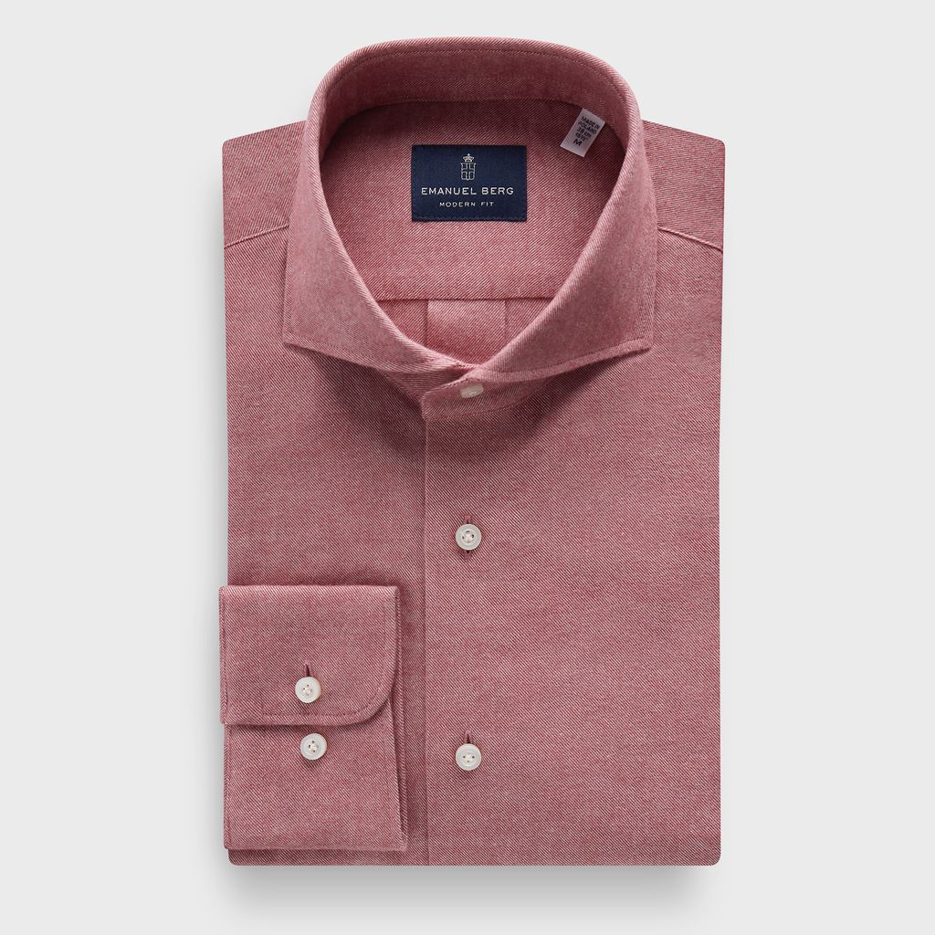 Cotton Luxe Flannel Twill Casual Sartorial Shirt in MF MEDIUM RED — Emanuel Berg