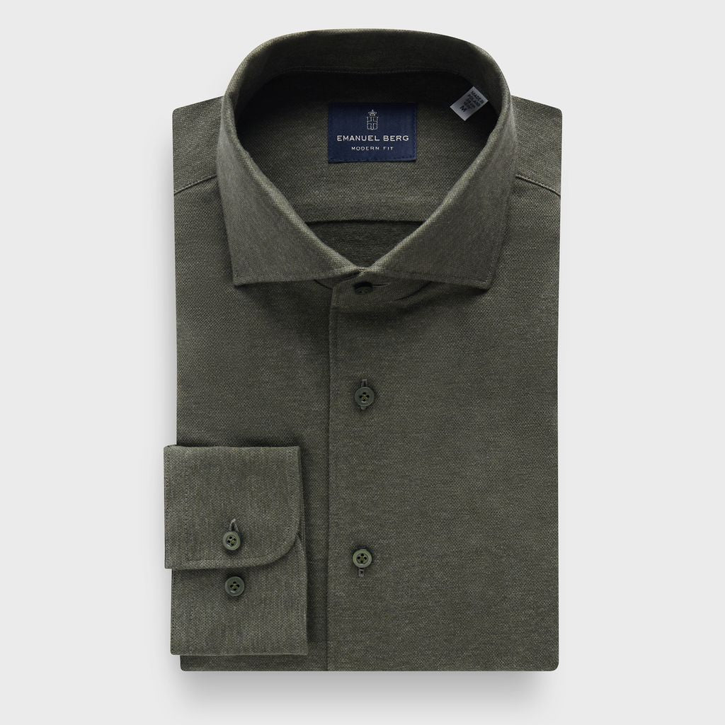 Premium Quality Jersey Knit Shirt in MF DARK GREEN — Emanuel Berg