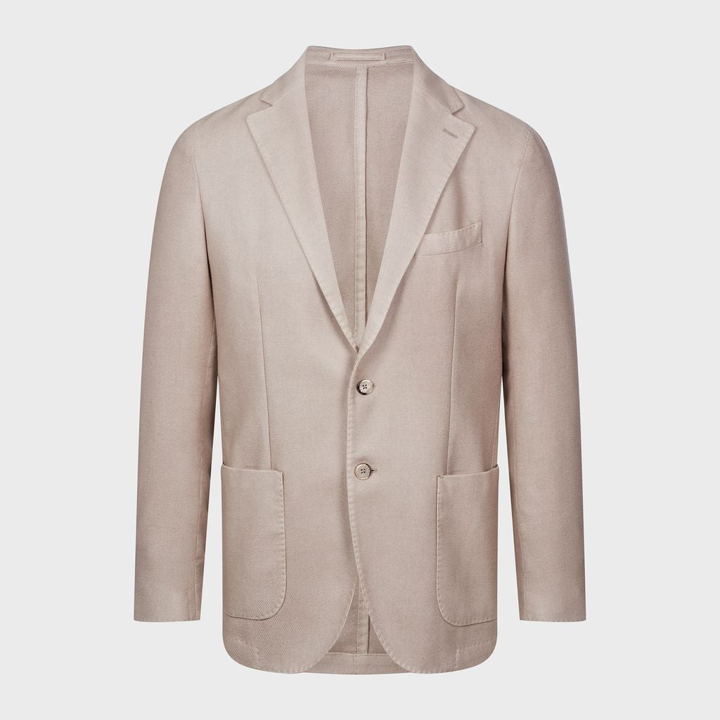 Wool / Cashmere Twill 2-Button Deconstructed Soft Jacket in MF BEIGE — Emanuel Berg