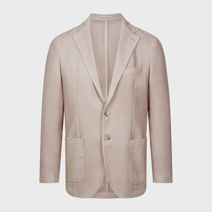 Wool / Cashmere Twill 2-Button Deconstructed Soft Jacket in Beige — Emanuel Berg
