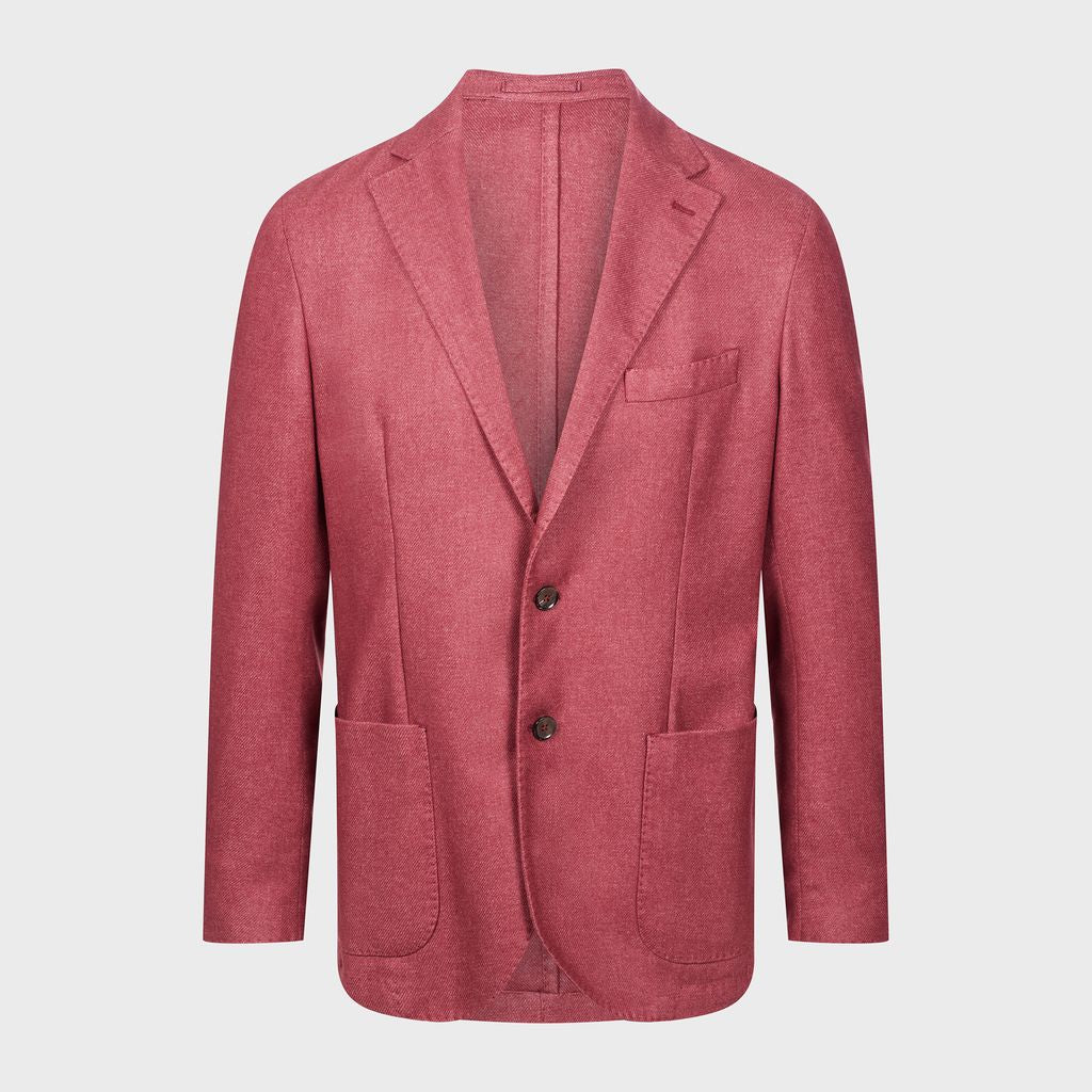 Wool / Cashmere Twill 2-Button Deconstructed Soft Jacket in MF DARK RED — Emanuel Berg