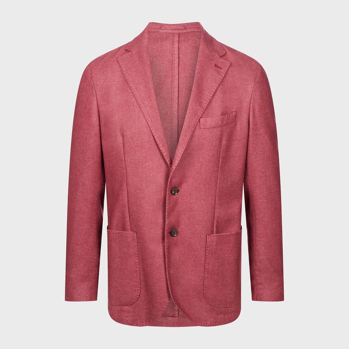 Wool / Cashmere Twill 2-Button Deconstructed Soft Jacket in Dark Red — Emanuel Berg