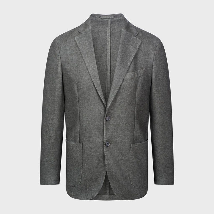 Wool / Cashmere Twill 2-Button Deconstructed Soft Jacket in Dark Green — Emanuel Berg