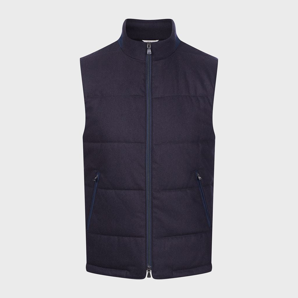 Wool Stretch Flannel Twill Luxury Vest in MF NAVY — Emanuel Berg