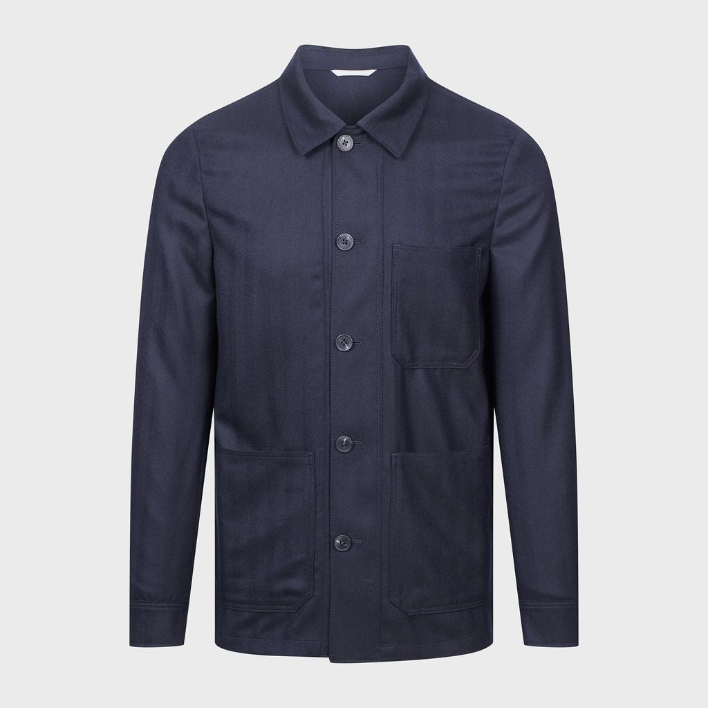 Wool Herringbone Deconstructed Shirt Jacket in MF BLACK — Emanuel Berg