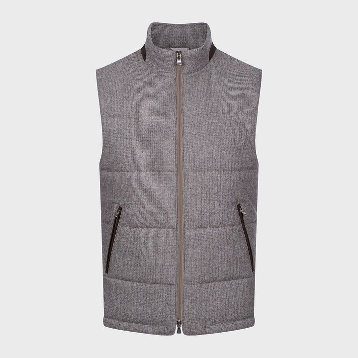 Wool Stretch Flannel Twill Luxury Vest in Medium Brown — Emanuel Berg
