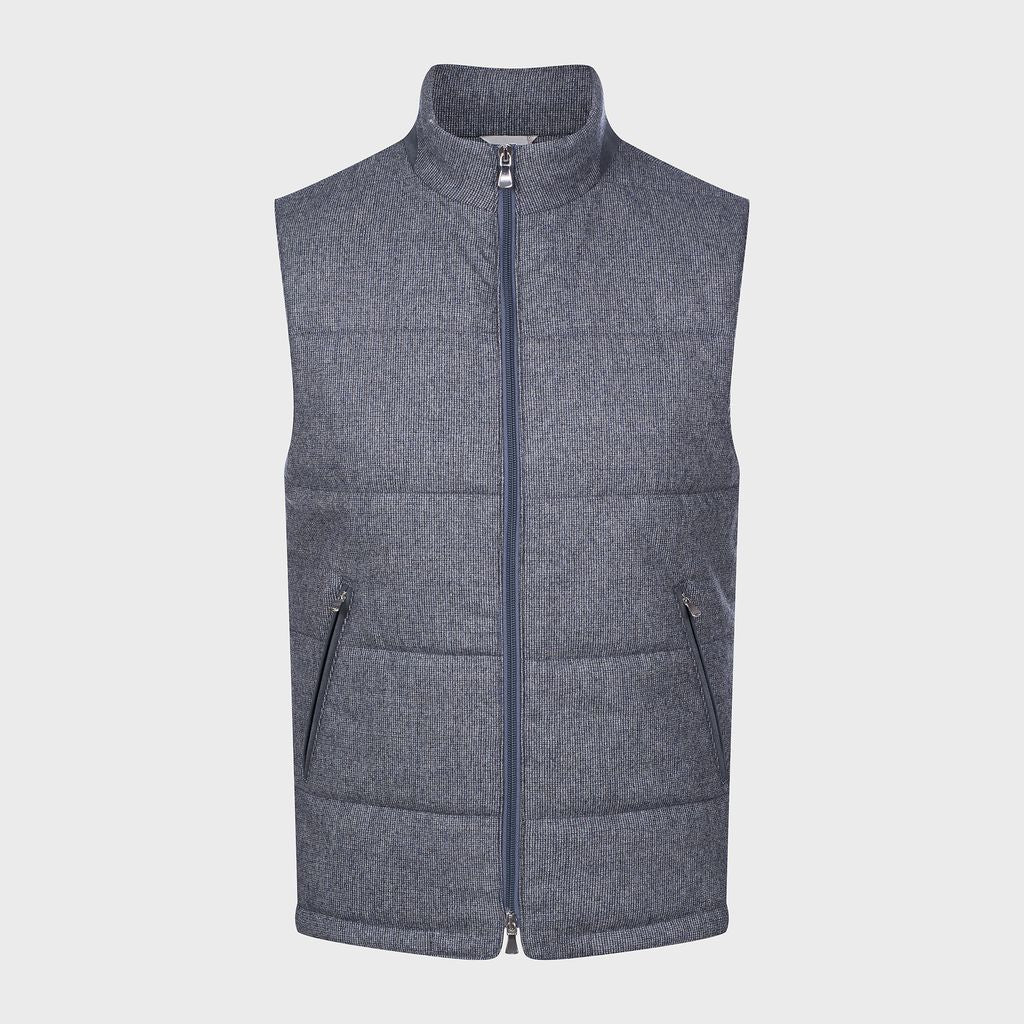 Wool Stretch-Flannel Vest — Medium Blue in Medium Blue — Emanuel Berg