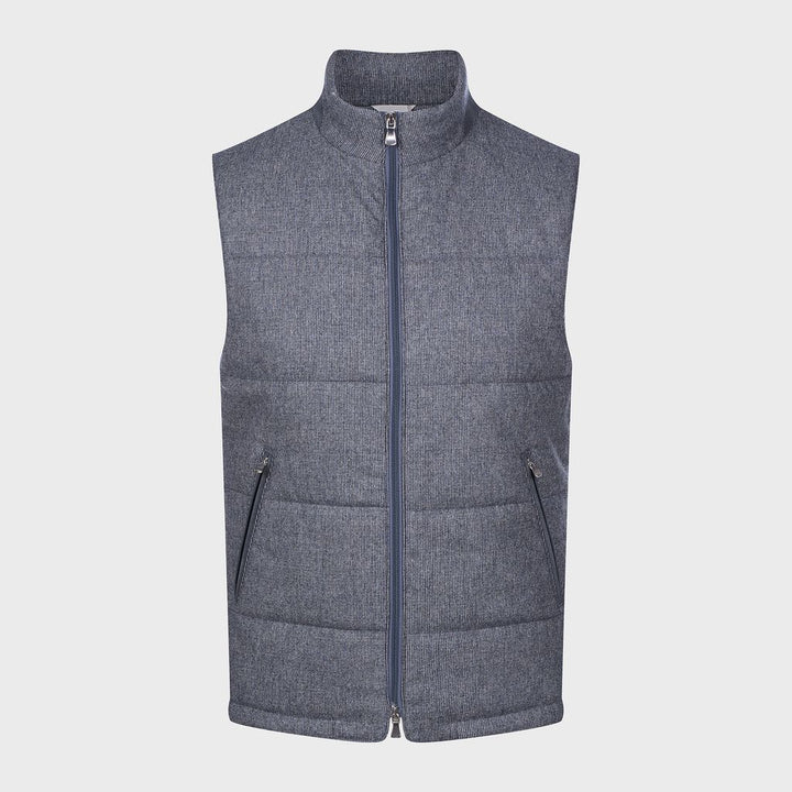 Wool Stretch-Flannel Vest — Medium Blue in Medium Blue — Emanuel Berg
