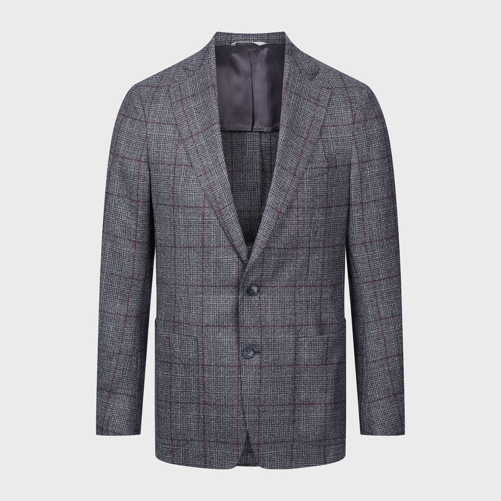 Wool Checked Twill 2-Button Deconstructed Soft Jacket in MF CHARCOAL — Emanuel Berg