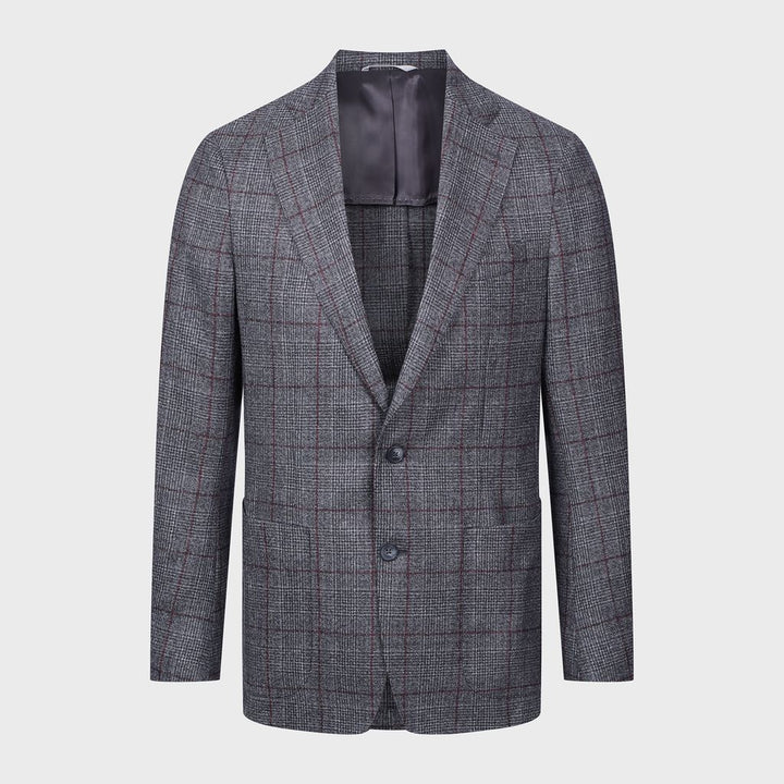 Wool Checked Twill 2-Button Deconstructed Soft Jacket in Charcoal — Emanuel Berg