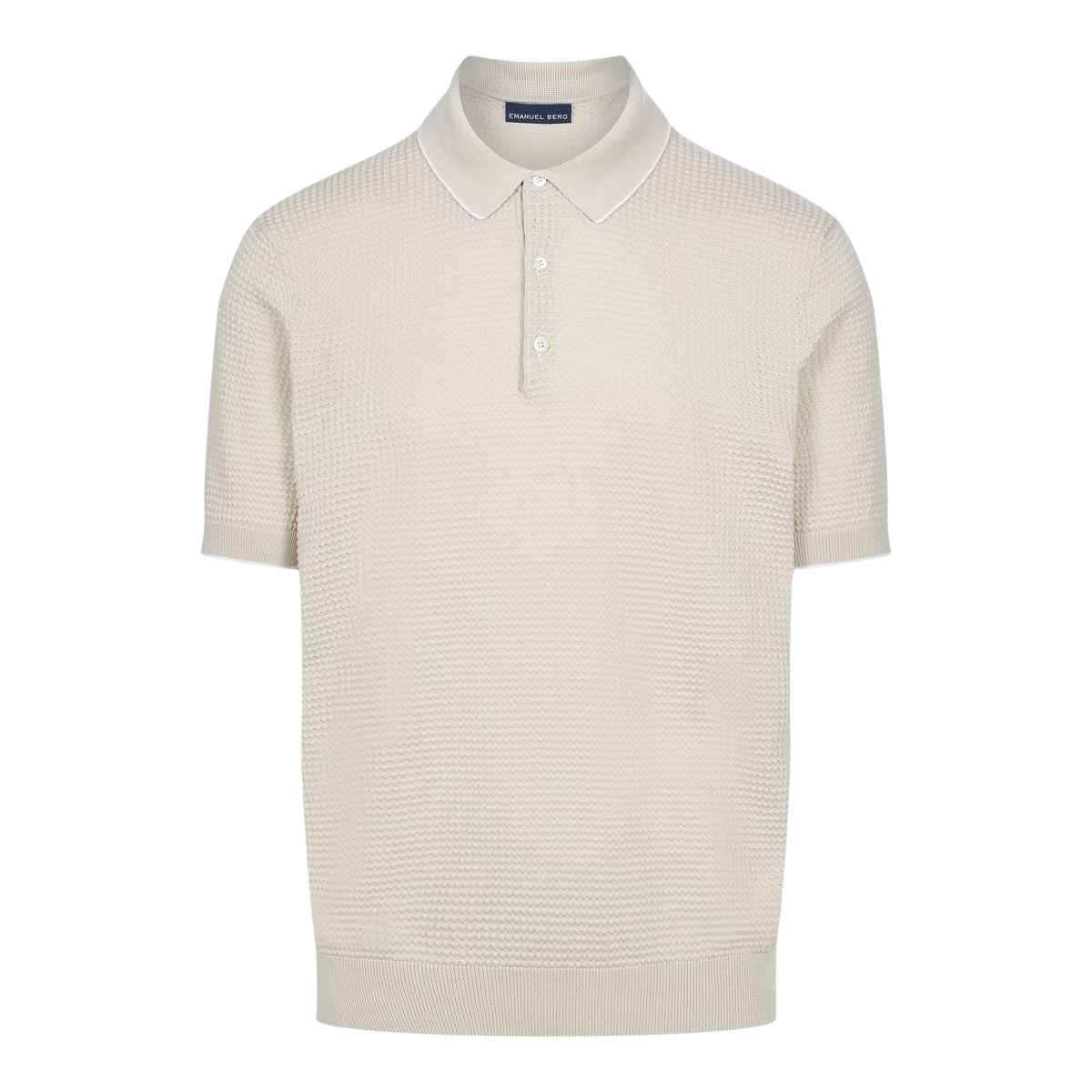 Short Sleeve Structured Polo in Light Beige — Emanuel Berg