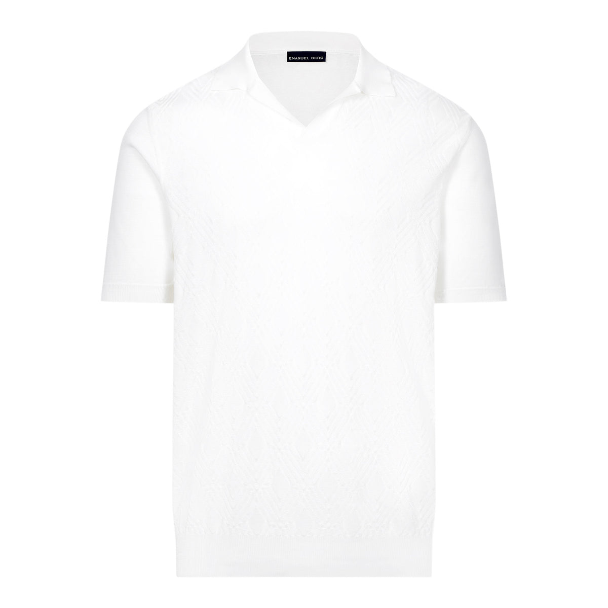 Short Sleeve Jacquard Knit Polo in Natural — Emanuel Berg
