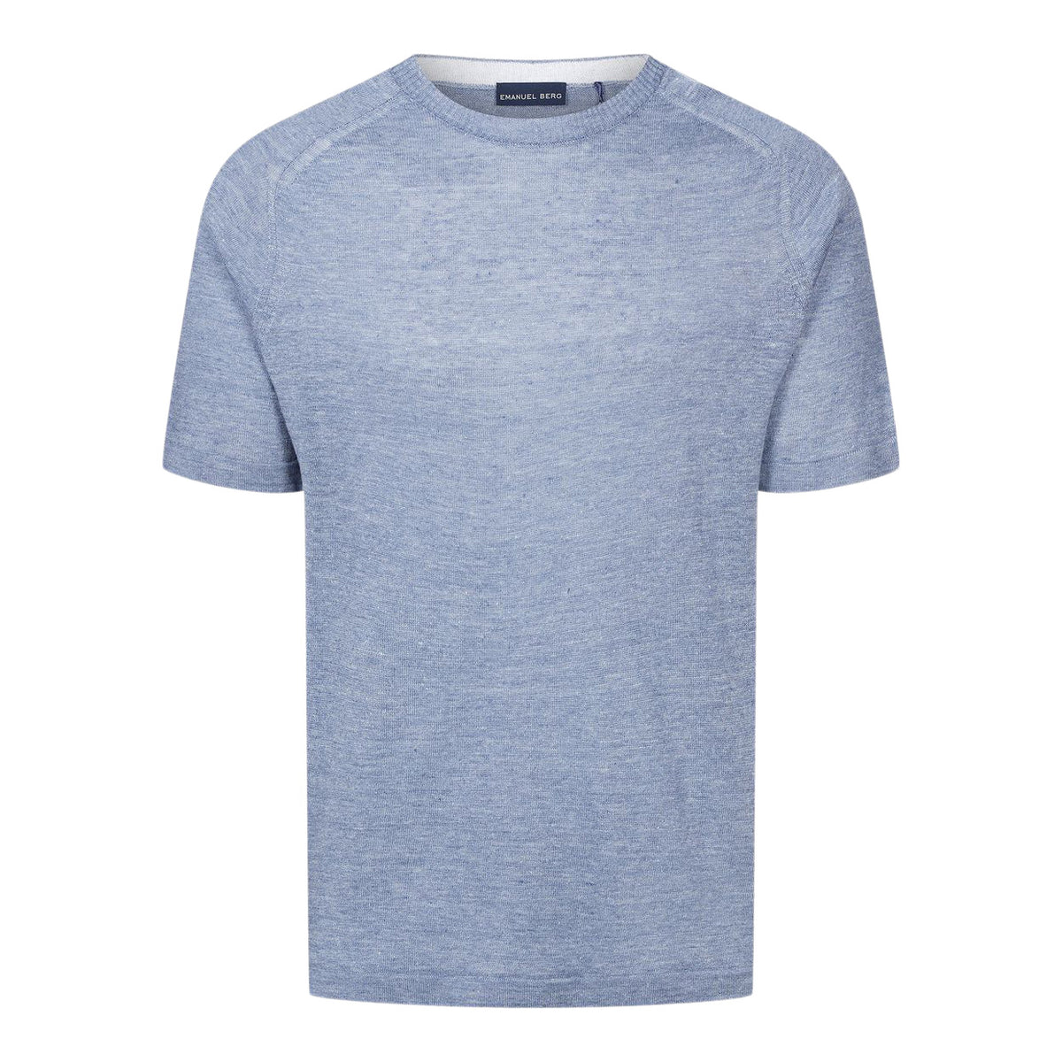 Raglan Linen Short Sleeve Crew Neck in Medium Blue — Emanuel Berg