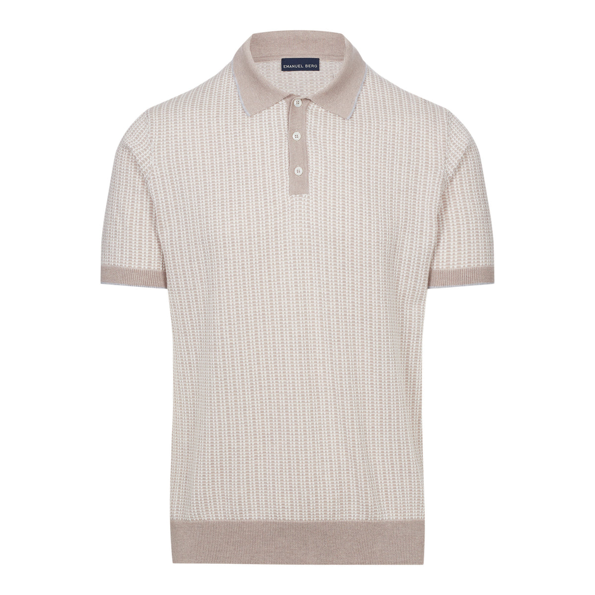 Short Sleeve Jacquard Polo in Beige — Emanuel Berg