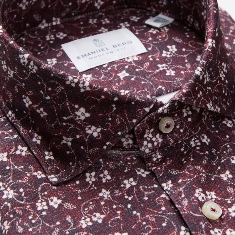 Modern 4Flex Stretch Knit Shirt in Dark Red — Emanuel Berg