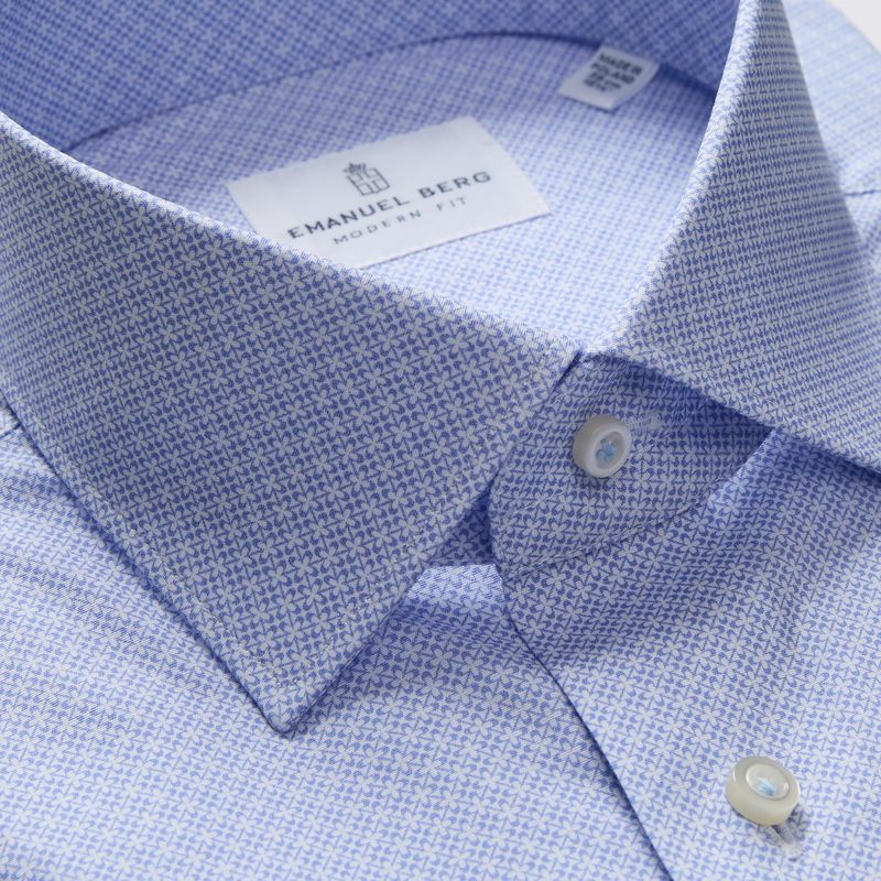 Printed Poplin Dress Shirt in Light Pastel Blue — Emanuel Berg