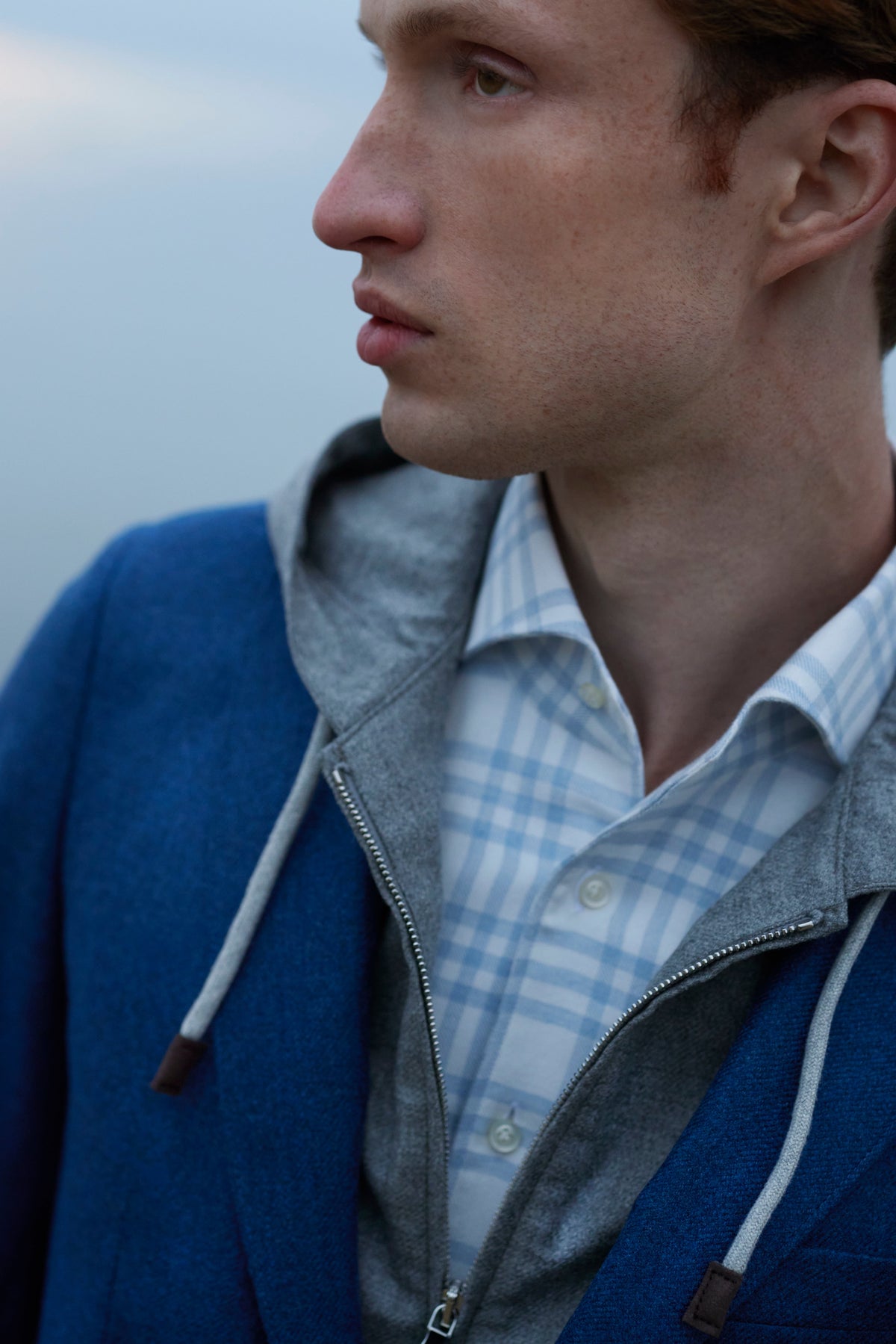Checked Cotton Flannel Shirt — Blue in Blue — Emanuel Berg