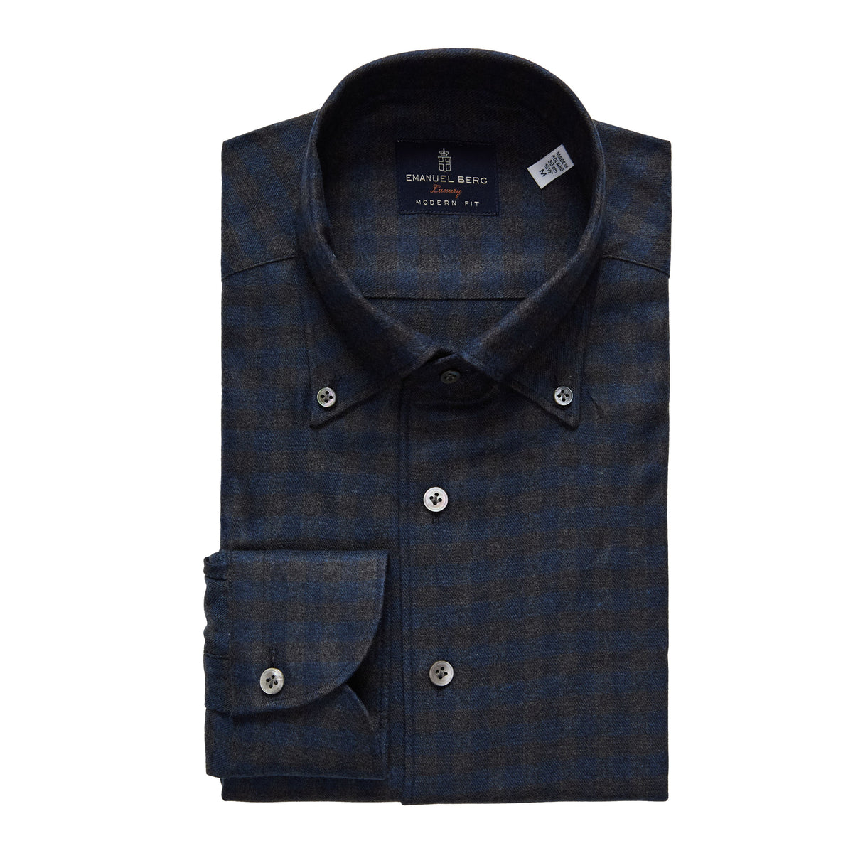 Checked Cotton-Lyocell Mélange Twill Shirt — Charcoal in Charcoal — Emanuel Berg
