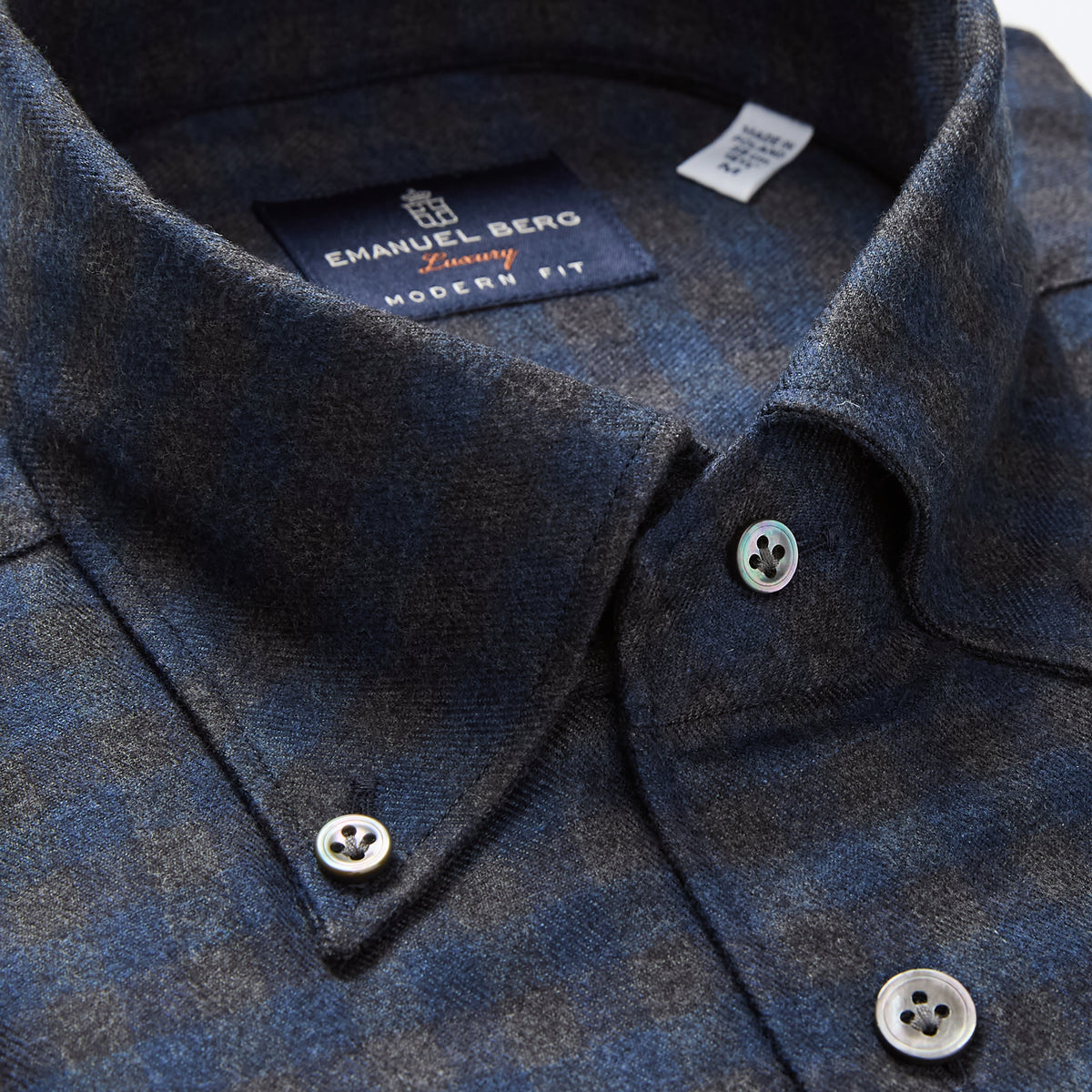Checked Cotton-Lyocell Mélange Twill Shirt — Charcoal in Charcoal — Emanuel Berg