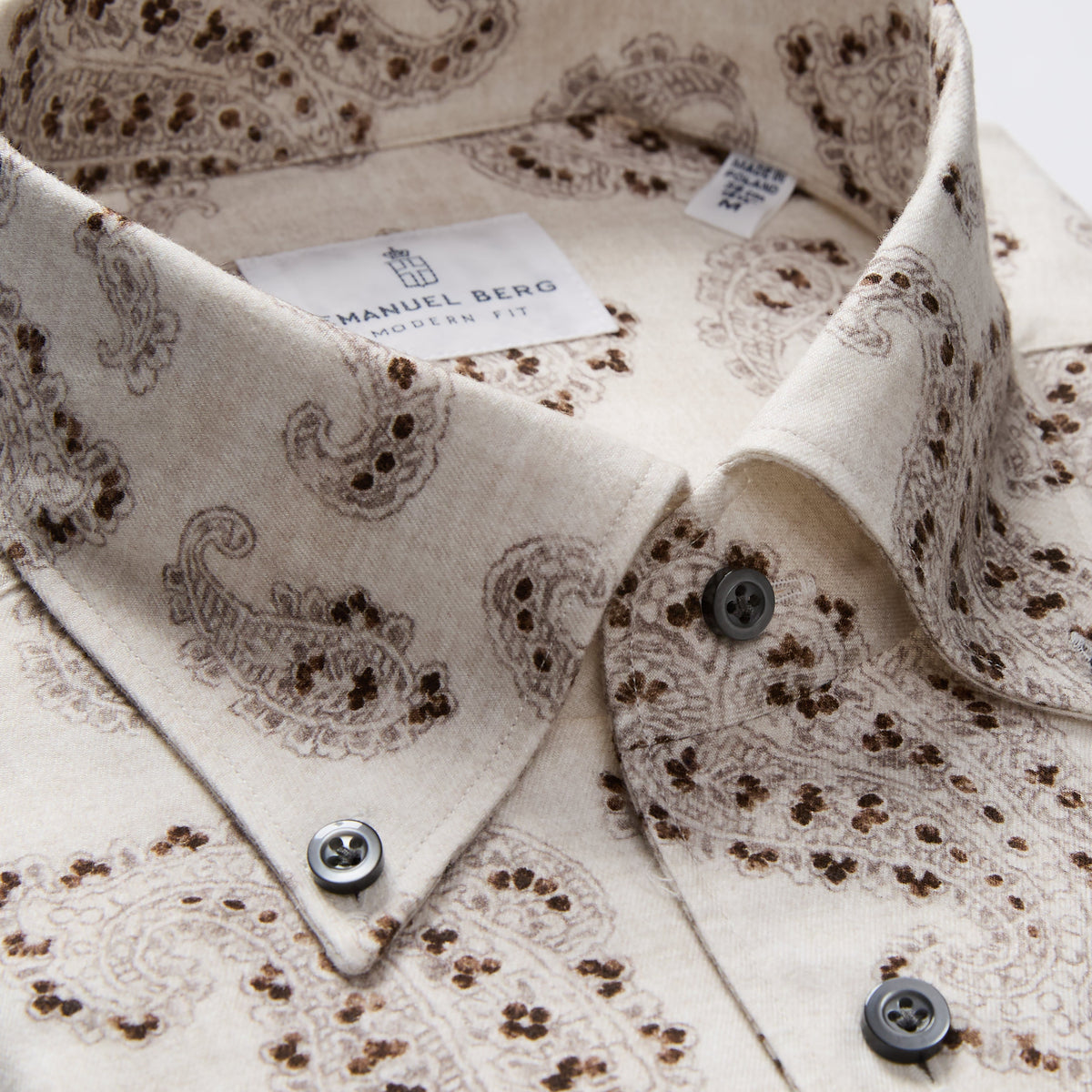 Paisley-Print Flannel Shirt — Medium Beige in Medium Beige — Emanuel Berg