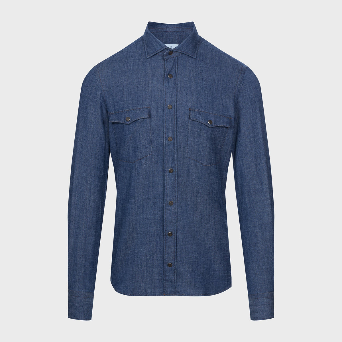 Denim Twill Casual Shirt — Dark Blue in Dark Blue — Emanuel Berg