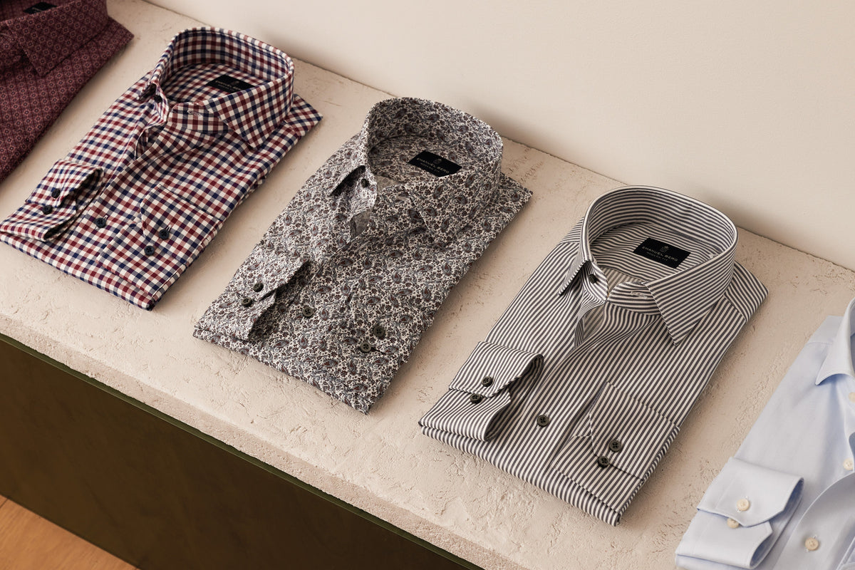 Paisley-Print Stretch-Poplin Dress Shirt — Medium Red in Medium Red — Emanuel Berg