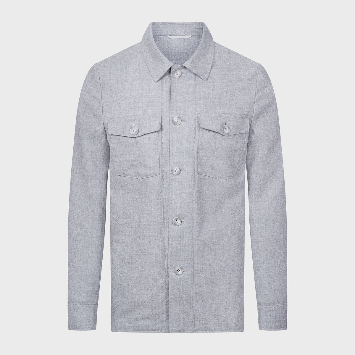 Flannel Twill Deconstructed Shirt Jacket — Medium Grey in Medium Grey — Emanuel Berg